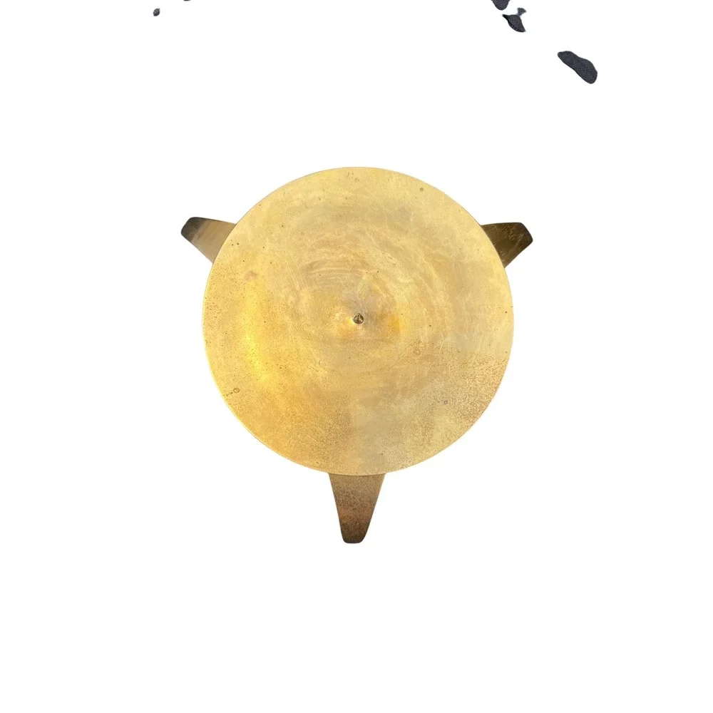 Pillar Candle Holder Unisex 6in Gold Tripod Brass MCM Style‎
